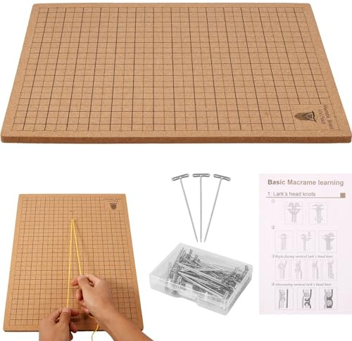 Macrame Board mit Stiften 40,6x30,5cm Makramee Tafel mit Metrischen Imperialen Rastern Makramee Board Set Wiederverwendbar für DIY Flechten Stricken Nähen Basteln
