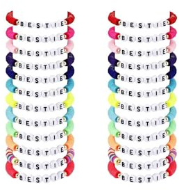 Decixde Bunte Freundschaftsarmbänder, Regenbogen-Surfer-Armbänder, Set, Ton-Scheibe, bunte Perlen, Stretch-Armbänder, stapelbar, elastisch, geschichtet, Freundschaftsarmbänder, Boho, Sommer, Strand