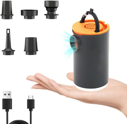 OBEST Pompa Elettrica, Pompa Ad Aria Elettrica Portatile 2 in 1 Pompa Elettrica per Materasso Gonfiabile con 6 Ugelli D'Aria 240l/Min Pompa di Gonfiaggio e Sgonfiaggio per Campeggio, Materassi Ad Aria