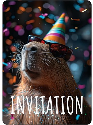 PACKLIST Biglietto di invito di compleanno - Confezione da 12 biglietti d'invito Capybara per la tua festa - Il biglietto d'invito perfetto per una festa indimenticabile!