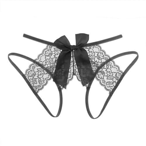 Charinor Erotische Unterwäsche Im Schritt Offen,Slip Ouvert für Frauen, Reizwäsche für Sex Damen Unten Offen, Dessous für Frau Tanga Sexy (XXL, Schwarz)