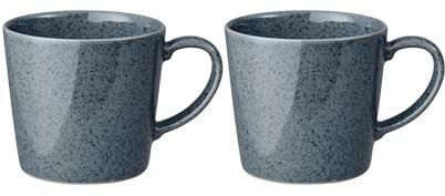 Denby - Dark Grey Speckle Set of 2 Mugs - 400ml Capacity - Dishwasher & Microwave Safe Crockery - Soft Textured Glaze Effect - Ceramic Stoneware Mugs - Chip & Crack Resistant - L13xW9.5xH9