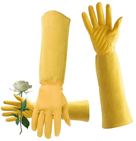 Misaakoeq Lange Gartenhandschuhe,Lange Gartenhandschuhe Damen | Rosenhandschuh, dornensicher - Dornenfeste Handschuhe, langärmelige Gartenarbeit, pannensichere Handschuhe mit Unterarmschutz für Damen