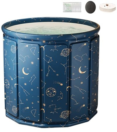 Portable Hot Tub for Adults, Portable Foldable Bathtubs for Bathroom, Soaking Bath Tub for Shower Stall Home SPA, Freestanding Bathtubs for Indoor and Outdoor(Blue)