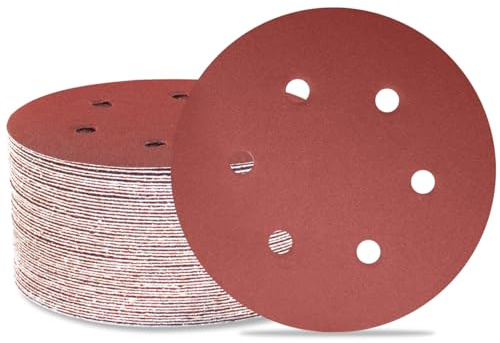 Meccion 50 Dischi Abrasivi 150mm con 6 Fori - Carta Vetrata a Strappo per Smerigliatrice Orbitale - Grana 180