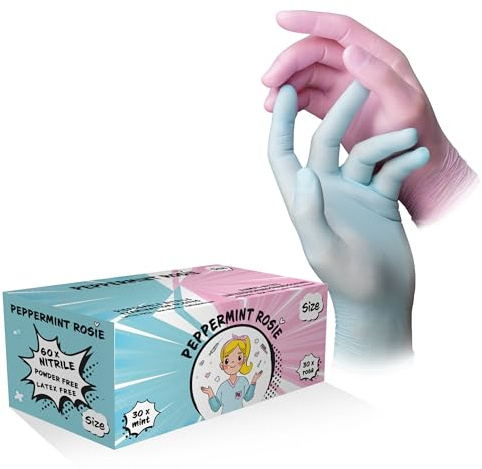 Nitrilhandschuhe, mint, rosa, Farbenmix, 60 Stück/Box, Größe XS, puderfrei