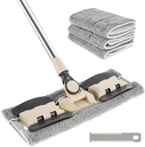 Trapeador, Trapeador de Piso, Juego de Trapeador y Balde, Trapeador Giratorio, Trapeador de Pared, Trapeador de Polvo de Microfibra con Mango Ajustable, Trapeador de Limpieza de Piso Giratorio de 360