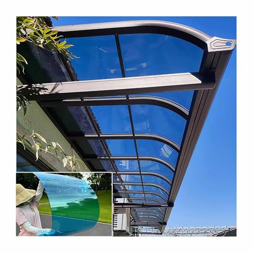 1,2 mm dicke Polycarbonatplatten Kunststoff-Dachplatte, transparente Gewächshausdachplatten für den Außenbereich, Ersatzplatten für Schuppen für Terrassen, Trennwände(Blauw,0.6x12m/1.97x39.37ft)