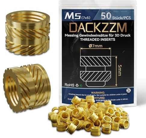 DACKZZM Inserto de Rosca M5, de Latón para Impresión 3D, 50 Piezas