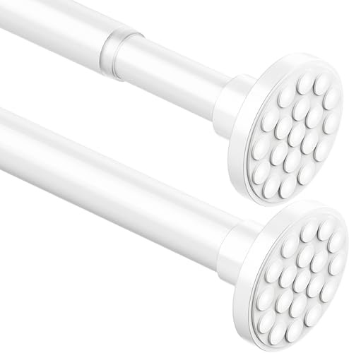 Bastone Tenda a Pressione Asta Telescopica Tenda Bastoni per Tende a Pressione Bastone Tenda Doccia Senza Foratura Estensibile con Molla, Bianco(69-90cm Φ25 mm)