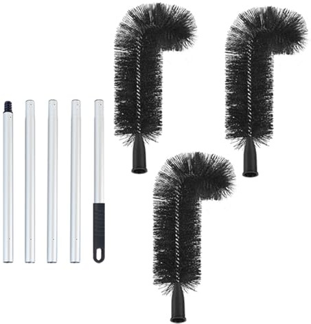 Gutter Cleaning Tools with 3 Brush Heads, Gutter Cleaner Tools From Ground For Rooftops Wet Leaves, Gutter Brush with Telescoping Handle to Unclog Downspouts(7.5ft)