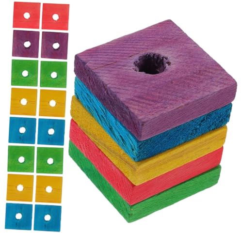 FRCOLOR 50 Stück Papageien Holz Kauspielzeug Aus Sicherem Holz Mittelgroße Bunte Holzbausteine Zur Schnabelpflege Vogelspielzeug Für Papageien Und Sittiche Im Käfig