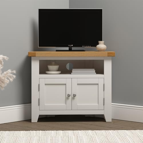 Seconique Windsor Corner Tv Unit in Ivory/Oak