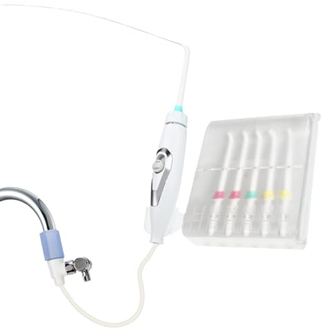 Hydropulseur familial non électrique - Irrigateur à pression réglable avec 6 buses | Appareil de nettoyage dentaire portable pour bain de maison, soins des dents, massage des gencives, access
