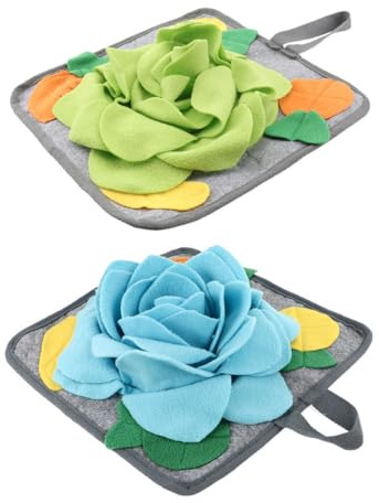 JUMPLAWN 2 Stück-Pack Haustier Schnüffelmatten aus Polar Fleece rutschfest Stressabbau Spielzeug für Kaninchen Futtermatten zum Verstecken von Leckerlis Waschbar für Nagetiere und Kleintiere