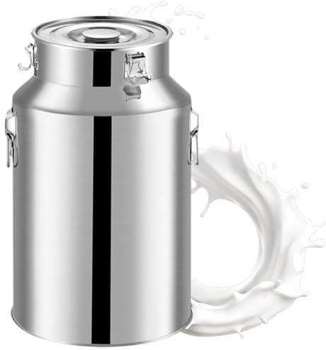 Pot a Lait Inox 5 Litres 304, Seau Alimentaire for À Vin Baril Seau Eau Huile Réservoir Thé Avec Couvercle Scellé,Capacity-5L