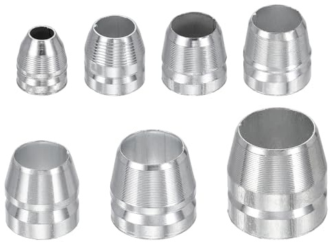 sourcing map Juego de 7 cuñas redondas con mango de hacha de 8/10/12/14/16/18/20 mm, martillo de cuñas de mango de metal brillante para martillo de garra de hacha, trineo, color plateado