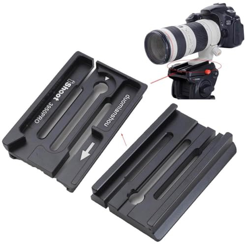 iShoot Quick Release Plate Converter Clamp Adapter, Compatible with Manfrotto 50mm Fluid Head, Converting 39mm Arca-Swiss Fit QR-Plate to 50mm Sachtler Fit Tripod Gear Hydraulic Head Clamp