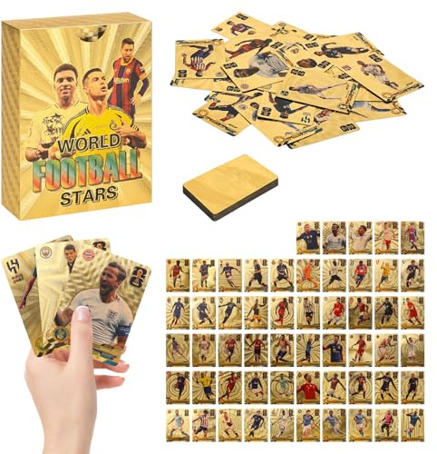 XTDMJ Lot de 55 cartes d'étoiles de football 2026, Ligues européennes Premier League 2026, nouvelle version de la marchandise de la coupe du monde, carte de football en feuille dorée, cadeau