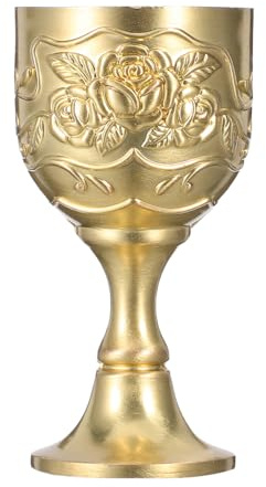 Artibetter Calice Gravé en Bronze Style Antique Verre à Vin Blanc Mini Coupe pour Communion et Usage Familial