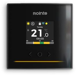 Rointe Genius Termostato Digital Táctil con WiFi & AI para Suelo Radiante, Compatible con Alexa, Bluetooth, Programable, Medidor de Consumo TRP, Control con App Nexa, Sonda de Suelo NTC Incluida