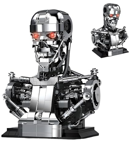 Cyborg Skelett Bausteine Bausatz, 1469Stk Filmcharakter Tech Totenkopf Spielzeug, Mechanischer Klemmbausteine, Sci-Fi Sammlerstück Display Modell für Erwachsene Enthusiasten, Heimbüro Dekor(4010)