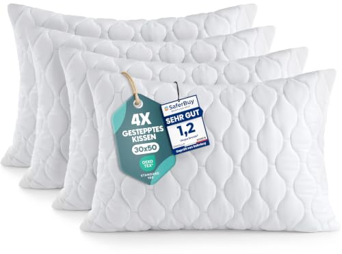 Utopia Bedding Kissenfüllung 30x50 cm 4er Set Kissen Dekokissen für Couch | Weiß gesteppter Kissenbezug Kissenfüllung Zierkissen Sofakissen Mikrofaser bezug Polyester Füllung Prall gefüllt für Komfort