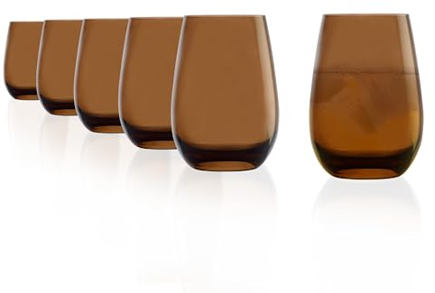 Stölzle Lausitz Elements Kids Wassergläser Braun 335 ml, 6er-Set | Braune Wasser-, Saft- und Allroundgläser für Wasser, Saft und Cocktails, aus Kristallglas, stoßfest & spülmaschinengeeignet