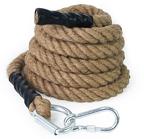 Aoneky Gym Kletterseil mit Karabiner 30/40/50 mm | Krafttraining Sportseil, Kampfseil, Muskeltrainings 3/4/4,5/5,5/6/7,7/9,2M