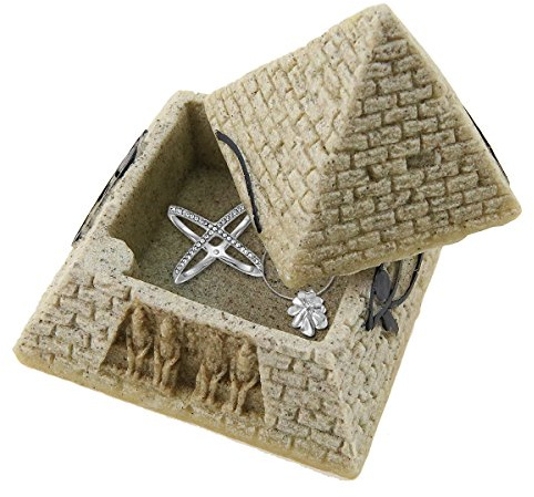 Boîte à bijoux à charnière en grès égyptien antique pyramide œil d'Horus - Décoration créative - Boîte de rangement - Statue pour décoration de la maison, travaux manuels, cadeaux