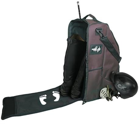 Driver13 Reitstiefelrucksack/Reitstiefeltasche/Stiefeletten Taschen Deluxe mit Helmfach für Reitstiefel (Reitstiefeltasche braun)