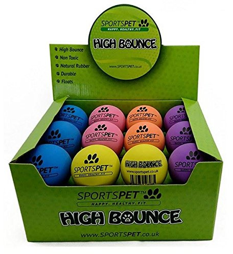 SPORTSPET High Bounce Hundeball aus Gummi, Größe M, 1 Ball, zufällige Farbe