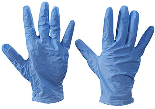 100 x Powdered Disposable Vinyl Gloves (Blue) - Medium/Large/X-Large (MEDIUM)