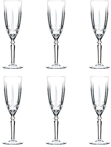 RCR Crystal - Juego de copas de champán de cristal de 200 ml – RCR Orchestra Range Prosecco Fizz – Caja de regalo – Fabricado en Italia
