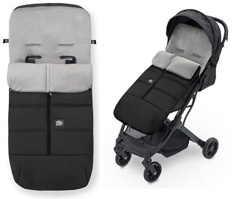 Danielstore- Saco Silla de Paseo Universal Saco Polar de Invierno, Desmontable con cremallera, Cabezal ajustable, transpirable e Impermeable(Negro)