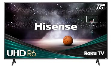 Hisense 65-Inch Class R6 Series 4K UHD Smart Roku TV with Alexa Compatibility, Dolby Vision HDR, DTS Studio Sound, Game Mode (65R6G),Black