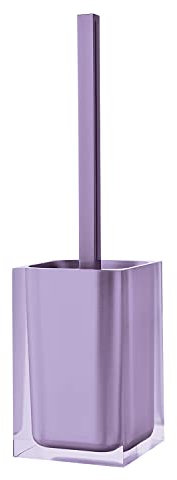 Gedy Auckland Scopino WC Lilla, Misure e Peso: 37,5X9,8X9,8 CM & 0,855 kg, Realizzato in Resina Trasparente di Alta qualità, Scopino per WC Design di R&S, Fatto a Mano, 2 Anni di Garanzia