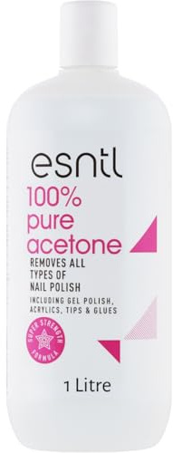 ESNTL 100% Pure Acetone Nail Polish Remover | 1L | Super Strength Formula | Removes Gel, Acrylics, Tips, and Glues | Trusted by UK Beauty Salons Clear