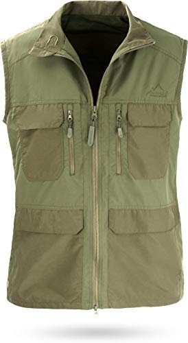 normani Outdoor Weste Freizeitweste Safariweste mit Sonnenschutz 50+ und vielen praktischen Taschen Farbe Grün Größe 4XL