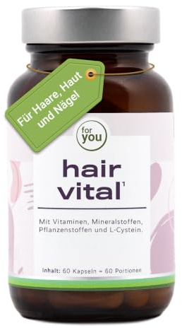 for you Hair Vital – 60 Kapseln für Haut, Haare & Nägel mit Biotin, Zink, Kupfer, Eisen & L-Cystein sowie Perlhirse-, Leinsamen- & Bambus-Extrakt