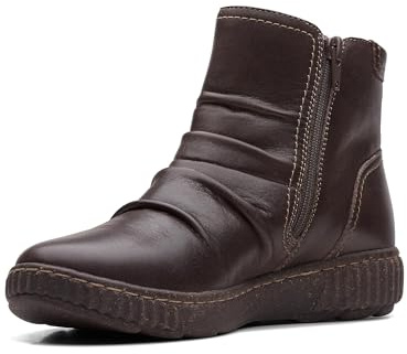 Clarks Collection Women's Caroline Orchid Ankle Boot, Dark Brown Leather, 8.5 Medium US