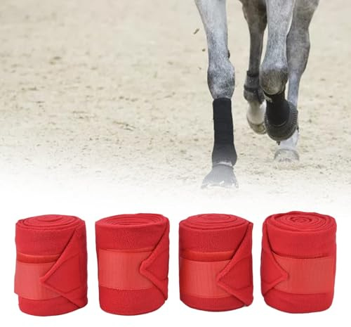 Atyhao Pferde Bandagen Bein Wraps, Stabile Bandagen Pferde Reiter Bein Wraps Pferde Beins Tiefel für Hund Kuh Katze Training Bohren (Rot)