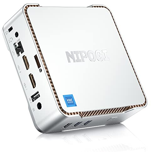 NiPoGi Mini PC 12 Go RAM 256 Go M.2 SSD, Ιntel Celeron N5105 (jusqu'à 2,9 GHz) Mini PC Professionnel, Mini Ordinateur avec 4K UHD 2X HDMI+VGA, WiFi 5, BT 4.2, Gigablit Ethernet