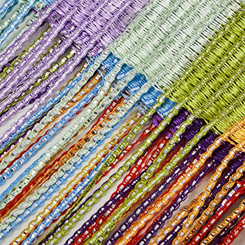 MRTREES Türvorhänge für den Außenbereich, für Türen, Küche, Fransen, Raumteiler, Geburtstag, Fadenvorhang, bunt, 100 x 200 cm