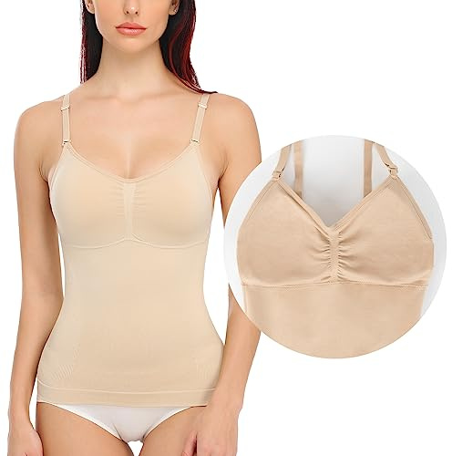 SLIMBELLE Undertröja för Kvinnor Figurformande Linne med Spagettiband - Mage Camisole, Bodyshaper Formande Bh Skjorta Topp