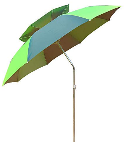 Drehbarer Sonnenschirm für den Außenbereich, wasserdicht/UV-beständig, doppelschichtige Aluminium-Stützstange, Angelschirm, Gartenschirm, Strandschirm, Marktschirm, 2 m hoch Good
