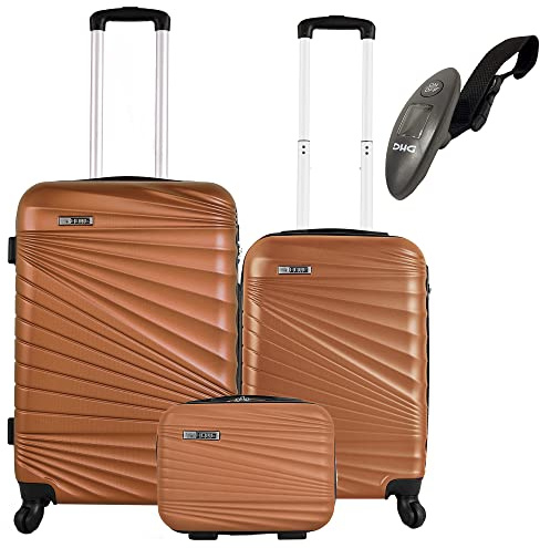 WELL HOME MOBILIARIO & DECORACIÓN Set mit 3 Kabinenkoffern 56 cm/Mittel 66 cm/Kulturbeutel 23 cm, Waage, 10 x 4,5 x 4, schwarz