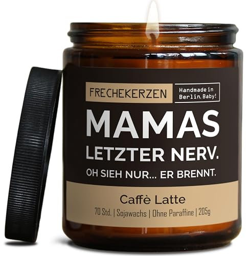 Lustige Duftkerze mit Spruch für Mama | Handgemacht aus Sojawachs | In Geschenkbox | Nachhaltiges Valentinsgeschenk | Geschenkidee Geburtstag Mutter, Beste Mama zum Muttertag |Kaffee