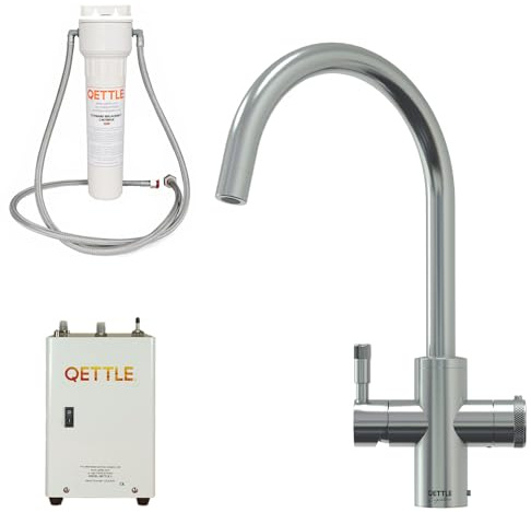 QETTLE Signature Modern 4-in-1 Instant Boiling Water Tap | True Boiling, Filtered Cold, Mains Hot & Cold (Stainless Steel, 2 Litre Boiler)