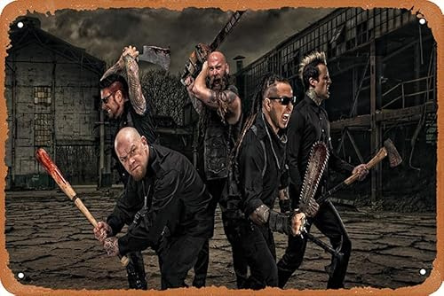FIVE FINGER DEATH PUNCH - Ivan Moody Metal Rock Band Poster Tin metal sign retro wall decor for home Cafes Office Store Pubs Club Sign Gift 12 X 8 inch Plaque Tin Sign